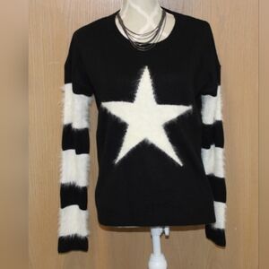 Black Grunge, Goth, Punk, Sweater with Striped Sleeves
